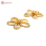 6PCS 18K Brass Flower Charms Pendants Jewelry Making Supplies