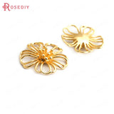 6PCS 18K Brass Flower Charms Pendants Jewelry Making Supplies
