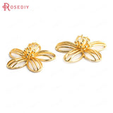 6PCS 18K Brass Flower Charms Pendants Jewelry Making Supplies