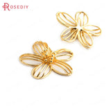 6PCS 18K Brass Flower Charms Pendants Jewelry Making Supplies