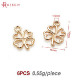 6PCS 18K Brass Clover Charms Pendants for DIY Jewelry Making