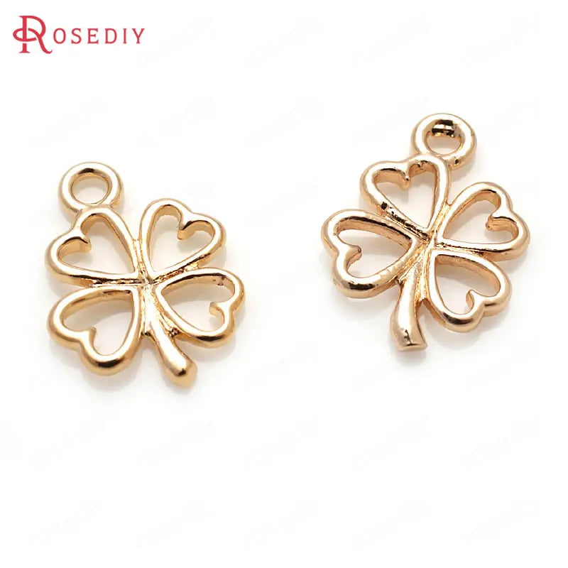6PCS 18K Brass Clover Charms Pendants for DIY Jewelry Making