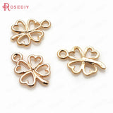 6PCS 18K Brass Clover Charms Pendants for DIY Jewelry Making