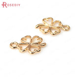 6PCS 18K Brass Clover Charms Pendants for DIY Jewelry Making