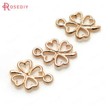6PCS 18K Brass Clover Charms Pendants for DIY Jewelry Making
