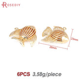 6PCS 18K Brass Fish Charms Pendants Jewelry Making Accessories