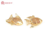 6PCS 18K Brass Fish Charms Pendants Jewelry Making Accessories