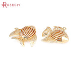 6PCS 18K Brass Fish Charms Pendants Jewelry Making Accessories