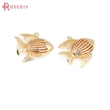 6PCS 18K Brass Fish Charms Pendants Jewelry Making Accessories