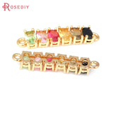 6PCS 18K Brass Glass Rectangle Charms Pendants for DIY Jewelry Making
