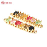 6PCS 18K Brass Glass Rectangle Charms Pendants for DIY Jewelry Making