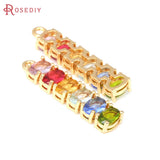 6PCS 18K Brass Glass Rectangle Charms Pendants for DIY Jewelry Making