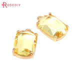 6PCS 18K Brass and Glass Charms Pendants Jewelry Making Supplies for Women