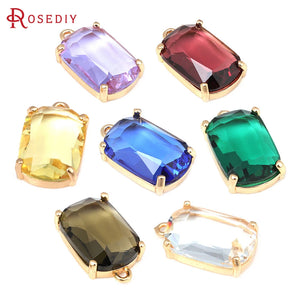 6PCS 18K Brass and Glass Charms Pendants Jewelry Making Supplies for Women
