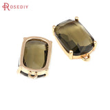 6PCS 18K Brass and Glass Charms Pendants Jewelry Making Supplies for Women
