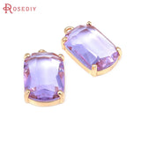 6PCS 18K Brass and Glass Charms Pendants Jewelry Making Supplies for Women