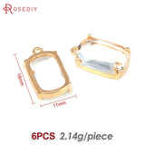 6PCS 18K Brass and Glass Charms Pendants Jewelry Making Supplies for Women
