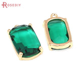 6PCS 18K Brass and Glass Charms Pendants Jewelry Making Supplies for Women