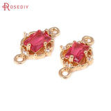 6PCS 18K Brass Zircon 2 Holes Charms Pendants Jewelry Making Women