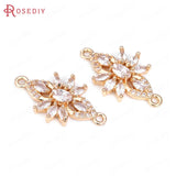 6PCS 18K Brass Flowers Connect Charms Pendants Zircon Jewelry Making Earrings