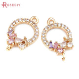 6PCS 18K Brass Zircon 2 Holes Connect Charms Pendants Diy Earrings Accessories