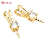 6PCS 18K Brass Zircon Half Hole Beads Charms Pendants High DIY Jewelry Making