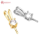 6PCS 18K Brass Zircon Half Hole Beads Charms Pendants High DIY Jewelry Making
