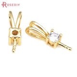 6PCS 18K Brass Zircon Half Hole Beads Charms Pendants High DIY Jewelry Making