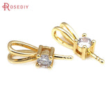 6PCS 18K Brass Zircon Half Hole Beads Charms Pendants High DIY Jewelry Making