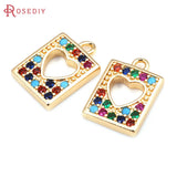 6PCS 18K Brass Zircon Charms Pendants DIY Jewelry Making Necklace Earrings