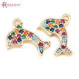 6PCS 18K Brass Zircon Charms Pendants DIY Jewelry Making Necklace Earrings