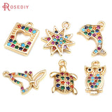 6PCS 18K Brass Zircon Charms Pendants DIY Jewelry Making Necklace Earrings