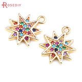 6PCS 18K Brass Zircon Charms Pendants DIY Jewelry Making Necklace Earrings