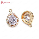 6PCS 18K Brass Zircon Drop Shape Charms Pendants Diy Jewelry Making
