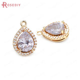 6PCS 18K Brass Zircon Drop Shape Charms Pendants Diy Jewelry Making