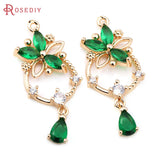 6PCS 18K Brass Zircon Flower Charms Pendants Jewelry Making Women