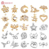 6PCS 18K Brass Heart Charms Pendants for Jewelry Making