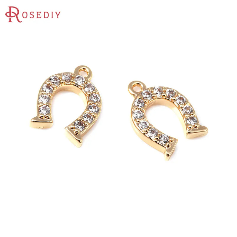 6PCS 18K Brass Zircon Leg Charms Pendants Jewelry Making Accessories