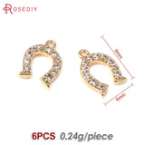 6PCS 18K Brass Zircon Leg Charms Pendants Jewelry Making Accessories
