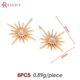 6PCS 18K Brass Star Charms Pendants for Jewelry Making