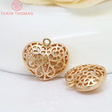 6PCS 24K Champagne Plated Brass Heart Charms Pendants DIY Jewelry