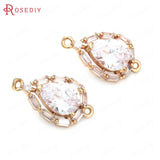 6PCS 19x11MM Champagne Brass Zircon Drop Connect Charms Pendants