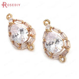 6PCS 19x11MM Champagne Brass Zircon Drop Connect Charms Pendants