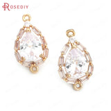 6PCS 19x11MM Champagne Brass Zircon Drop Connect Charms Pendants