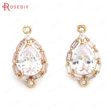 6PCS 19x11MM Champagne Brass Zircon Drop Connect Charms Pendants