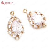 6PCS 19x11MM Champagne Brass Zircon Drop Connect Charms Pendants