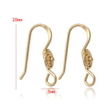 6PCS 20*5MM 14K Plated Round Earrings Hook for DIY Jewelry Making
