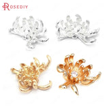6PCS High Champagne/Silver Brass Flower Charms Pendants