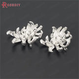 6PCS High Champagne/Silver Brass Flower Charms Pendants