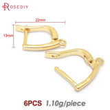 6PCS 24K Brass Stud Pin Earrings Hooks Clasps DIY Jewelry Findings